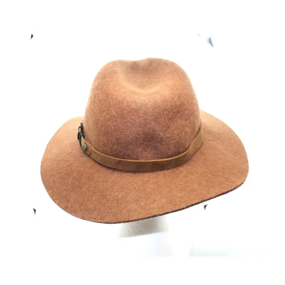 pistil Brown Wide-Brim Felt Fedora with Leather Band